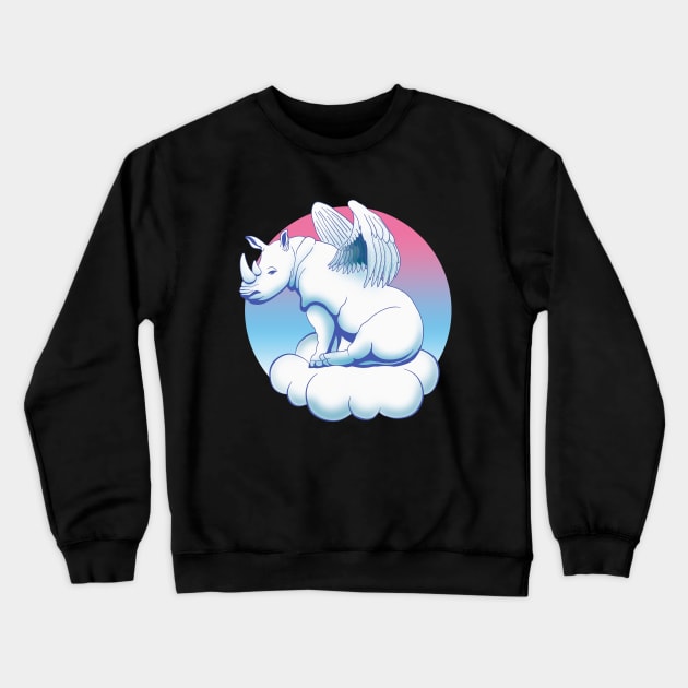 White Rhino Angel Graphic Design Crewneck Sweatshirt by TMBTM